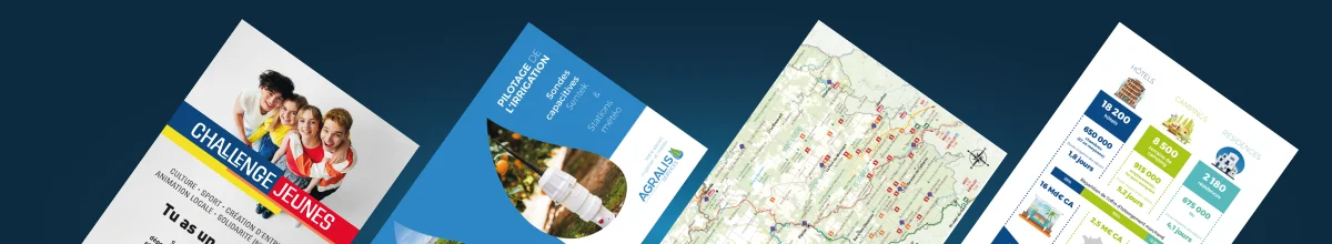 Présentation d'une affiche, d'une brochure avec logo, charte graphique et identité visuelle, d'une carte touristique et d'une infographie par Julie Mercey, graphiste freelance spécialisée en communication visuelle - Lozère - Aveyron, Gard, Lozère, Hérault, Ardèche, Haute-Loire, Cantal